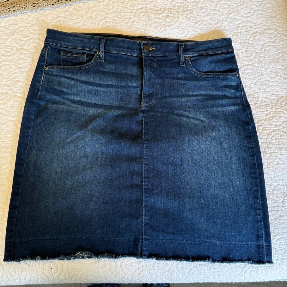 NYDJ Blue Denim Raw Hem Mini Skirt- 14